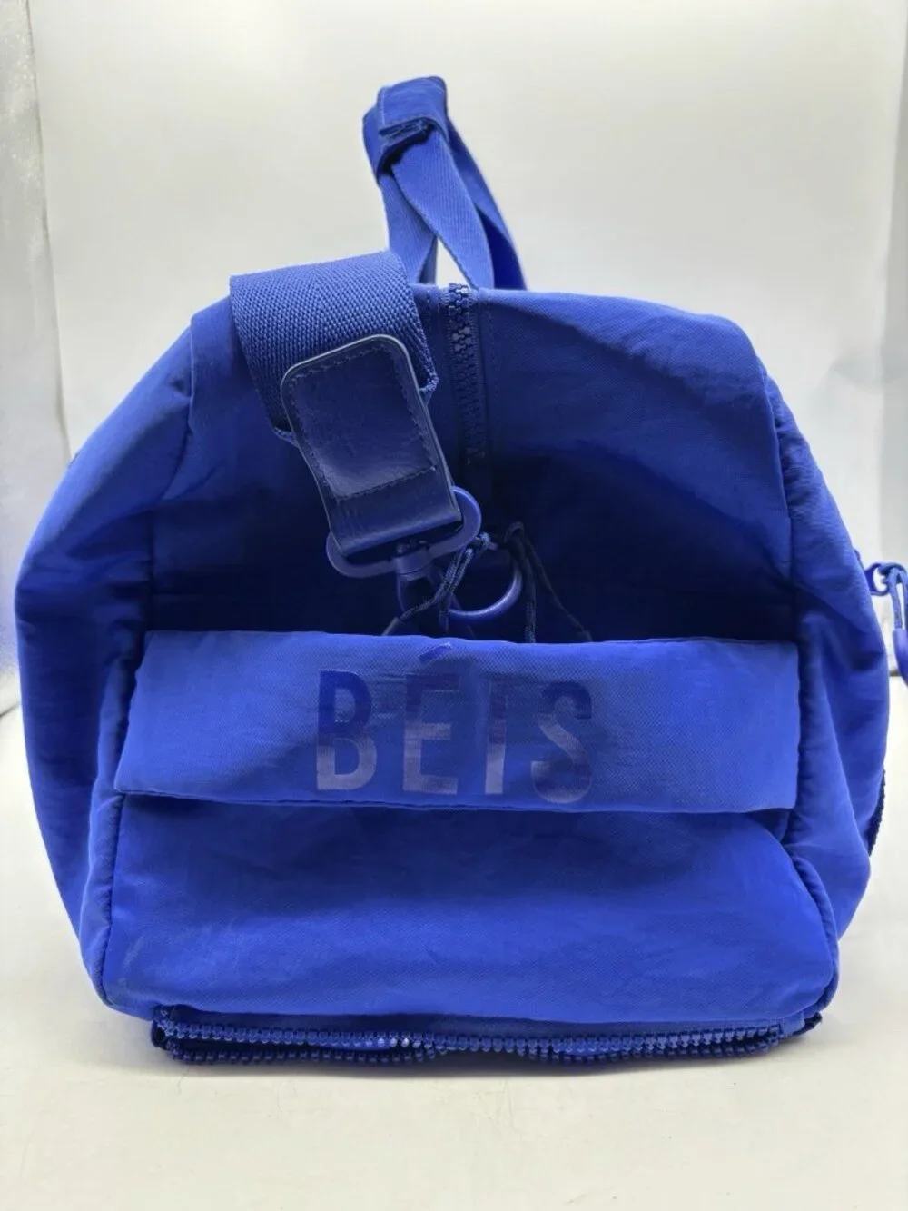 BÉIS The Sport Duffle Backpack Blue Overnight Travel Bag Basketball Patch